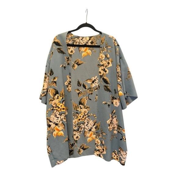 Tops - Blue Floral Kimono Cardigan Size Large